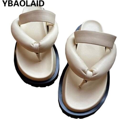 Flip-Flops Platform Foot Flip Flops Sandals Solid Color Belt Summer Wear Non-slip All-match Low-Top Roman Womens Sandals