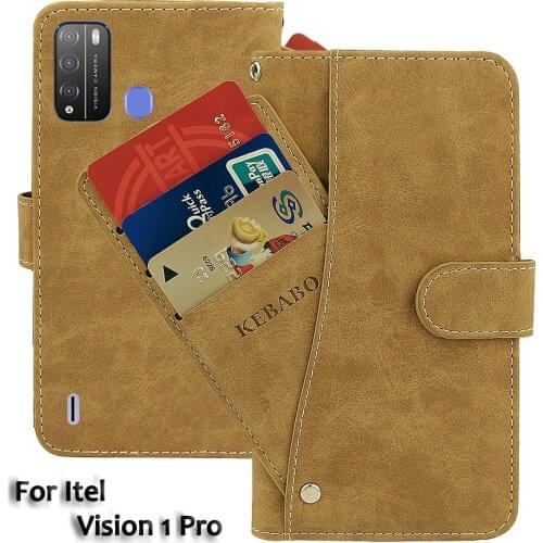 Vintage Leather Wallet Itel Vision 1 Pro Case 6.52" Flip Luxury Card Slots Cover Magnet Phone Protective Cases Bags