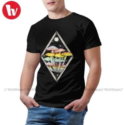 Mushroom T Shirt Men Fun 100 Percent Cotton Graphic Tee Shirt Short Sleeve Basic Tshirt Oversize