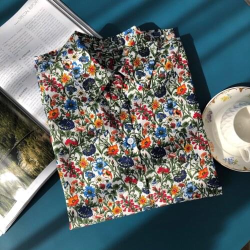 Women Shirt 20Early Spring Soft Romantic Floral Colorful Rich Color Loose Bat Sleeve Shirt