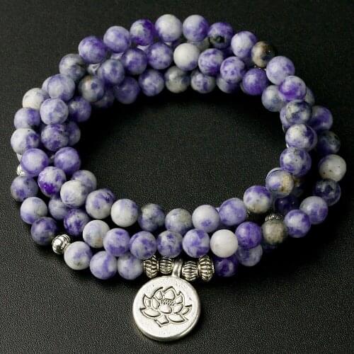 6MM Blue Point Stone Natural Stone Bracelet Men 108 Mala Yoga Necklace Women Jewelry Hot Sale Unisex Gift Free Shipping