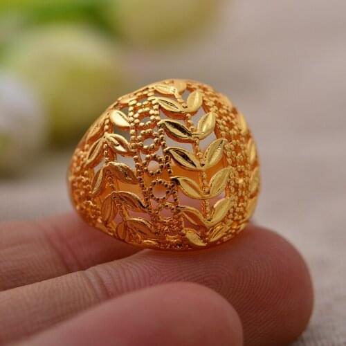 NEW Ethiopian olive leaf Ring for Women/Girls Gold Color Charm Party Jewelry African Arab Items