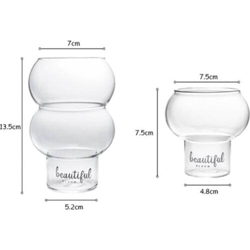 1Pc 520/300ML Transparent Glass Cup Cocktail Cups Coffee Tea Mug, Bar Club Whiskey Wine Glasses, Hydroponic Plants Bottle Mugs
