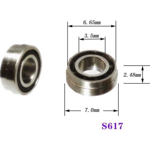 10pcs high speed Handpiece Dental bearing S617 3.5x7x6.65x2.48mm stainless steel hybrid ceramic ball bearing with step