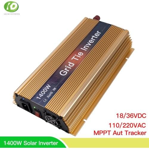 1400W Home Solar Inverter MPPT 18V 24V 30V 36V On Grid Tie Inverter Pure Sine Wave 110V 220V AC For 36 60 72 Cells PV Panel