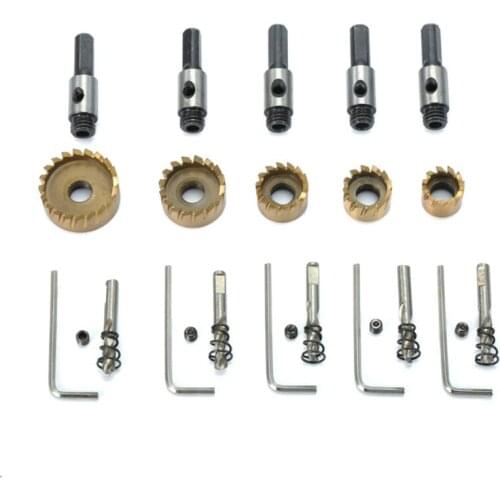 5pcs/set Drill Bit HSS 6542 Titanium Coated Hole Saw Tooth HSS Hole Saw Cutter 16/18.5/20/25/30mm