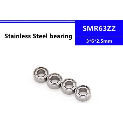 50/100/500pcs SMR63ZZ 3*6*2.5mm L-630ZZ stainless steel miniature deep groove ball bearing 3x6x2.5mm SMR63 SMR63Z S673ZZ
