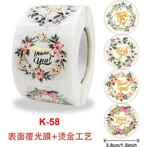 500pcs 1.5 inch Gold Flowers Gift Sealing Stickers Thank you Scrapbooking Sticker Festival Birthday Party Gift Decoration Labels