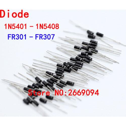 500PCS Diode 1N5400 1N5401 1N5402 1N5404 1N5406 1N5407 1N5408 FR301 FR302 FR303 FR304 FR305 FR306 FR307 DO-201AD DO-27