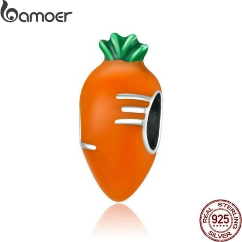 Bamoe Charm for Jewelry Making Cute Carrot Charm Bracelet Silver 925 Original Breloque diy bracelet JEWELRY Gift SCC1591