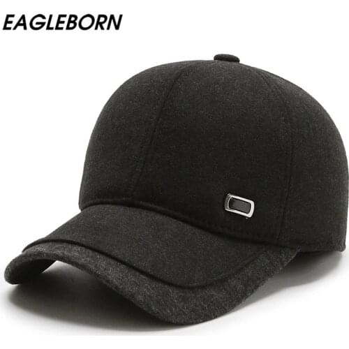 New Men Hat Winter Baseball Cap Simple Ear Protection Baseball Cap Dad Hat Fashion Warm Hat Men Thick Hat Winter Cotton Cap Men