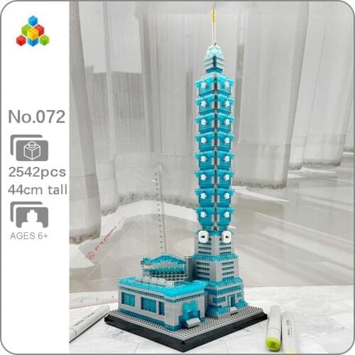 CB 072 World Architecture Taipei 101 Building Financial Center 3D Model DIY Mini Diamond Blocks Building Toy For Children No Box