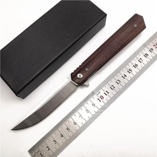 Kesiwo KH15 Wood Handle D2 Blade Outdoor Camping Hunting Pocket Knives Flipper Tactical Survival Folding Knife EDC