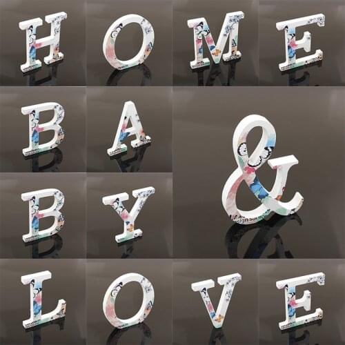 1pc 10cm Wooden Letters White Butterfly English Alphabet Art DIY Wood Crafts Home Decor Letter Wedding Decorative Accessories