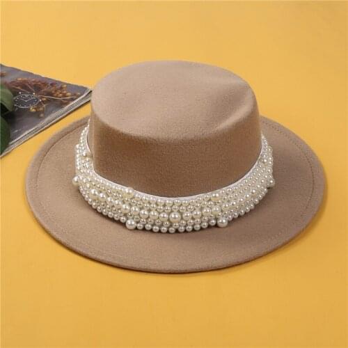 Childrens New Flat-Top Pearl Hat Retro Top Hat For Little Girls For Autumn And Winter