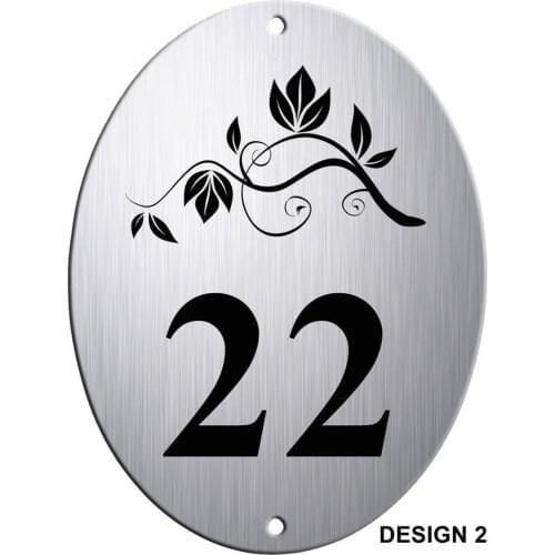 Customized Door Silver Aluminium Oval House Plaque/Sign/Plate Black Design