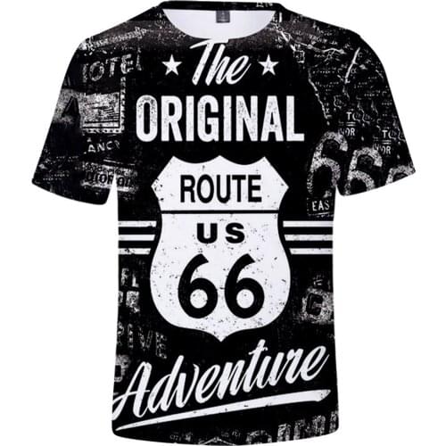 New Printing Route 66 3D T Shirt Men/women Casual Summer Short Sleeve Tees Fashion Hip Hop Tops Cool Boys Casual Clothes