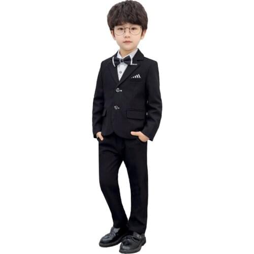 Gentleman Kids Birthday Wedding Suit Childrens Day Performance Graduation Dress Boys Formal Jacket+Pants 2Pcs Clothing Set