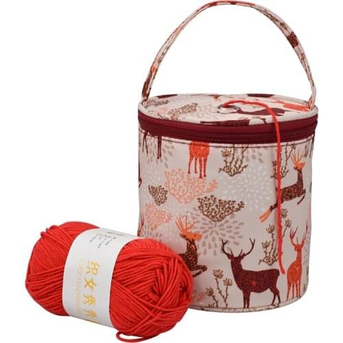 Knitting Yarn Crochet Round Storage Bag Knitting Needles Yarn Tote Organizer DIY Craft Woolen Basket Sewing Tool Bag