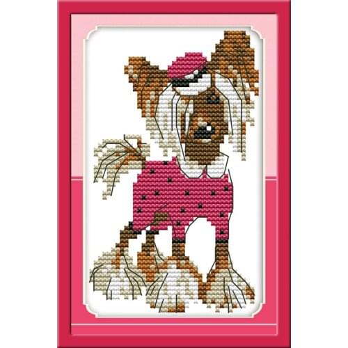 A lady dog cross stitch kit cartoon 11ct count canvas stitches embroidery DIY handmade needlework plus