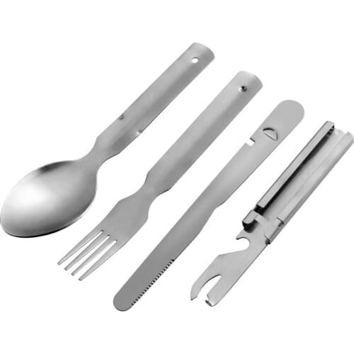 Multitool Utensil Portable Picnic Camp Spoon Spork Fork Flatware Tableware Knife Bottle Can Opener