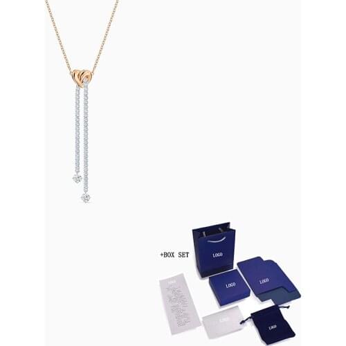 Fashion Swa New Lifetime Heart-shaped Golden Necklace Heart-shaped Hanging Wheel Exquisite Jewelry Lady Romantic Luxury Jewelry