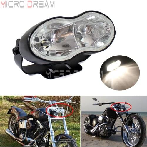 1x Motorbike H3 12v 55w Oval Wave Headlight w/ Adjustable Bracket For Honda Harley Chopper Bobber Universal Head Lights Lamp