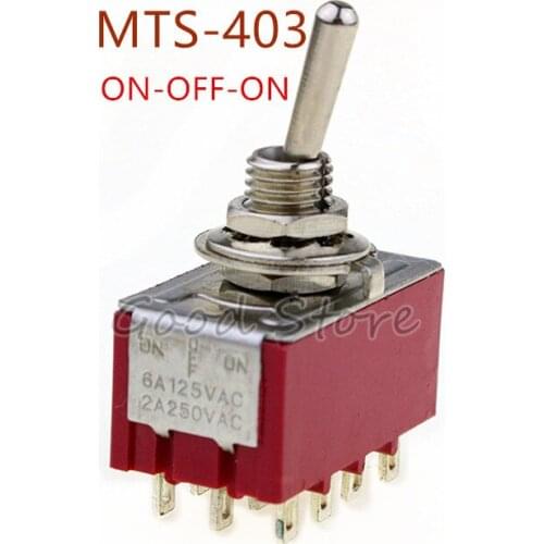 MTS-403 Red 4PDT ON-OFF-ON 12 pins Power Button 3 positions 2A/250VAC 6A 125VAC Rocker Toggle Switch