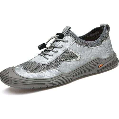 2021 New Spring summer Genuine Leather mesh Breathable mens casual outdoor sports shoes non-slip rock climbing hiking shoes