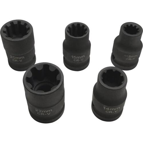 5pcs Brake Caliper Sockets Set 7pt 10pt , 1/2" D for Audi