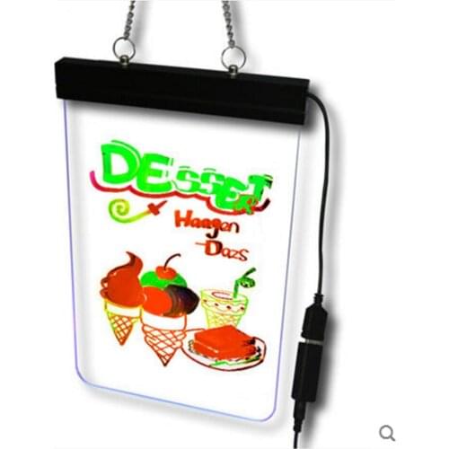 16"x12" Desktop Flashing Fluorescent Illuminated Erasable LED Message Writing Board Clear Tempered Glass Remote Control YLW005