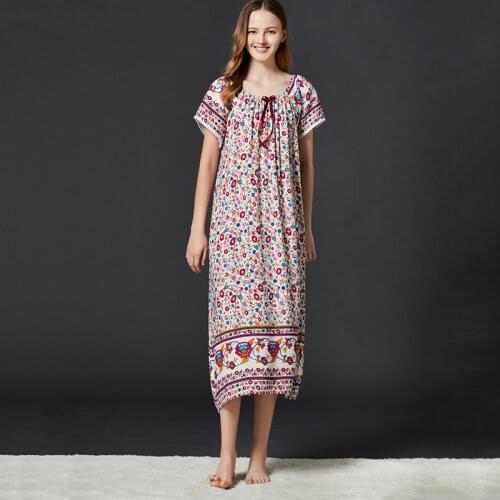 Summer Cotton Nightdress Women Korea Style Elastic Collar Short Sleeve Loose Long Dresses Nightgown Sleepwear Homewear Female