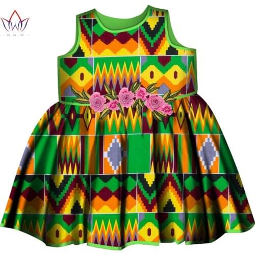 New Fashion Africa Children Clothing Dashiki Cute Girls Dresses Bazin Ruffles African traditional clothing WYT280