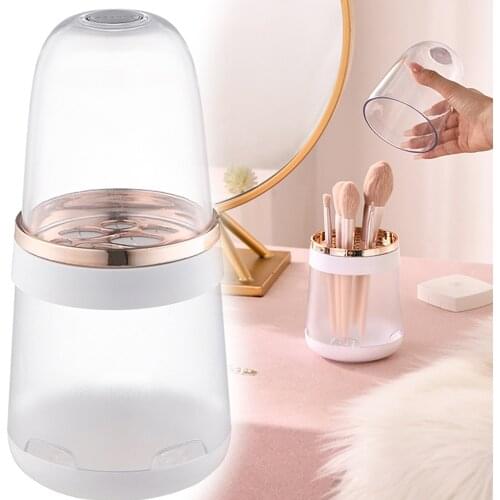 2021 NEW 10 Holes Makeup Brush Organizer Ventilated Holder with Lid Dustproof Cosmetic Brushes Storage Case Display Stand
