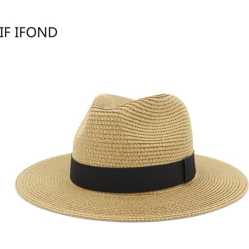 Large Size 60CM Summer Panama Hats For Women Men Wide Brim Beach Jazz Hat Cooling Ladies Sun Straw Hat
