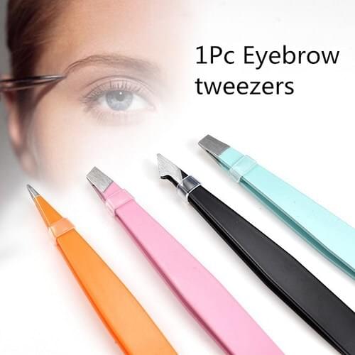 Eyebrow Tweezer Stainless Steel Slant Tip/Point Tip/ Flat Tip Eye Tweezer Slanted Eye Brow Trimmer Clip Hair Removal Beauty Tool