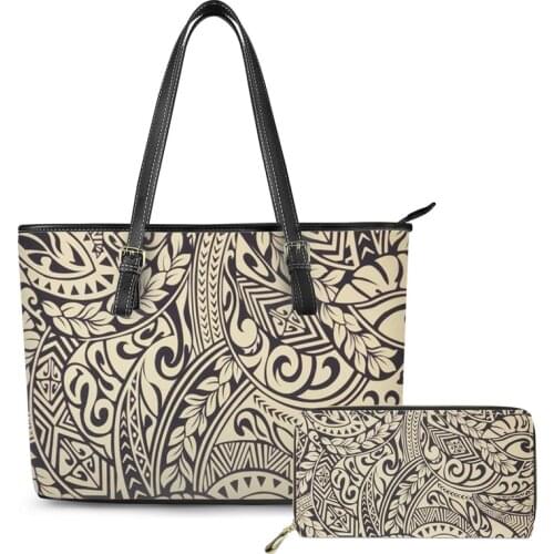 POD Polynesian Traditional Tribal Print custom Women Bag Fashion tote Shoulder Bag For Girls Trendy leather Purses And Handbags