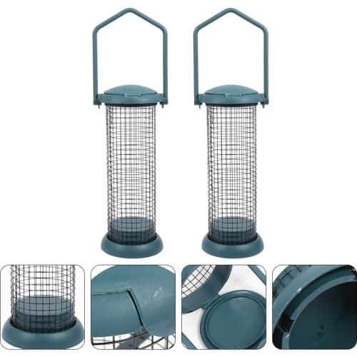 2pcs Hanging Metal Bird Feeder Outdoor Peanut Holder Mesh Feeder (Green)