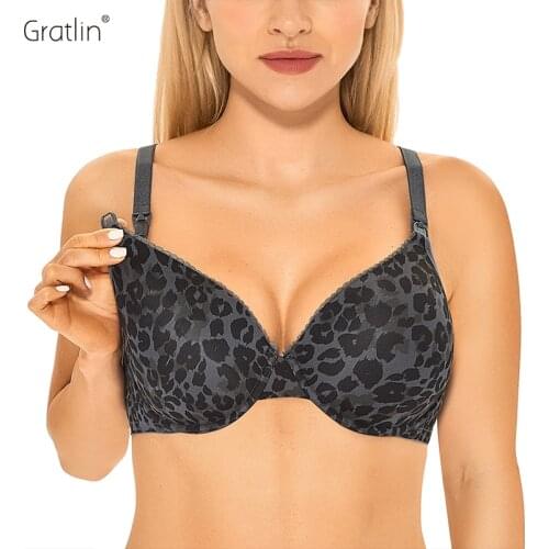 Gratlin Womens Full Coverage Lightly Padded Underwire Maternity Nursing Bra for Breastfeeding