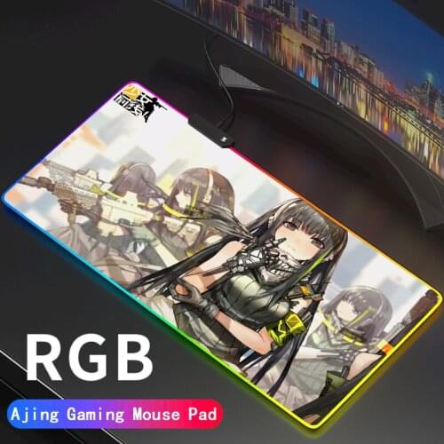 Custom Large Gaming RGB Girls Frontline Mouse Pad Gamer Keyboard Rubber MousePad USB Wired LED Big Backlight Computer Desk Mat