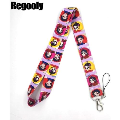 Lovely Chinese girl Neck Strap Lanyards ID badge card holder keychain Mobile Phone Strap Gift Ribbon webbing necklace