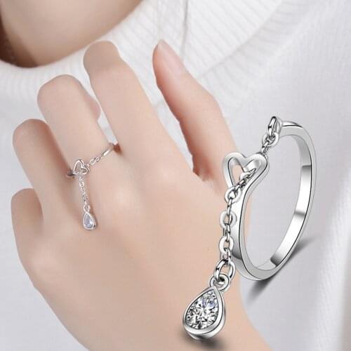 Adjustable Rings for Women Alloy Hand Zircon Jewelry Female Finger Decorations Accessories Opening Ring Internal Diameter 18 MM