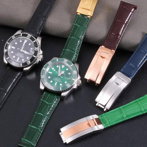 Watchbands Bracelet For Rolex DAYTONA SUBMARINER Watch Accessories Men Deployant Clasp Strap Genuine Leather Watch Band Belt