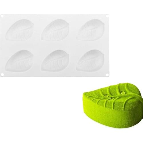Silicone Cake Mold 6 Holes 3D Leaf Shape Baking Desserts Decorating Tools For Pudding Ice Chocolate