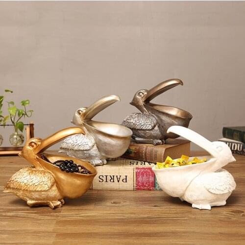 Nordic Big Mouth Pelican Bird Figurine Phone Jewelry Key Storage Creative Resin Toucan Statue Home Living Room Office Decoration