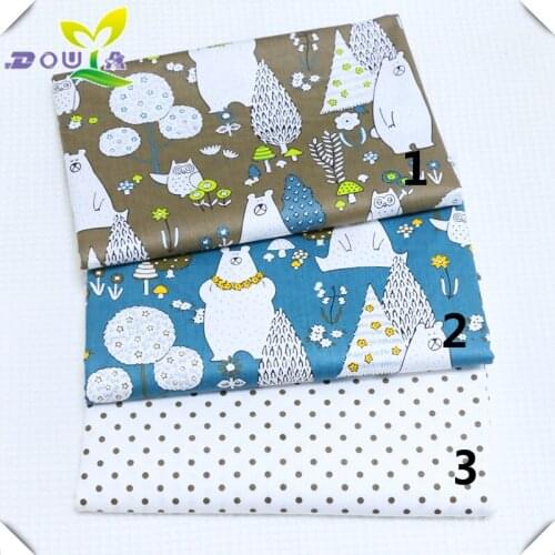 Nordic Christmas cartoon bear little bear little star AB printed baby bed pure cotton handmade fabric