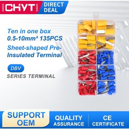 Mixed DBV Sheet Pre-insulated Wiring Terminal 0.5-10 Square Air Switch Plug-in Cold Pressed End Copper Nose Box