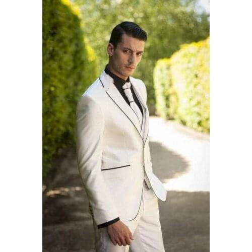 2020 New Arrival Groom Tuxedo Ivory Groomsmen Notch Lapel Wedding/Dinner Suits Best Man Bridegroom (Jacket+Pants+Tie+Vest)