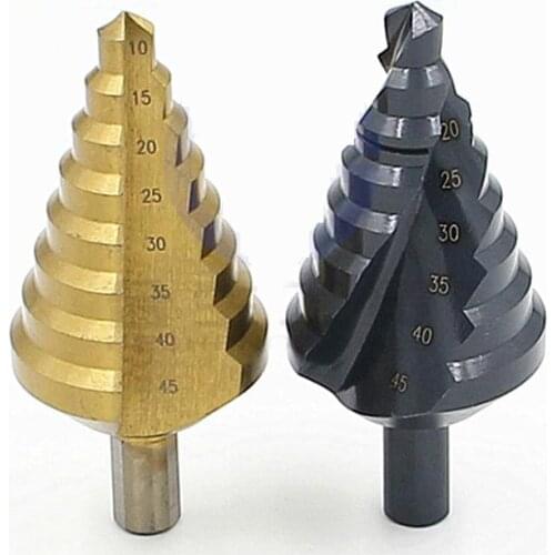 10-45mm HSS Titanium-Plated Nitriding Step Drill Large Size Drill Bit Step Drill Pagoda Drill Electric Drill Hole Opener 1 PC