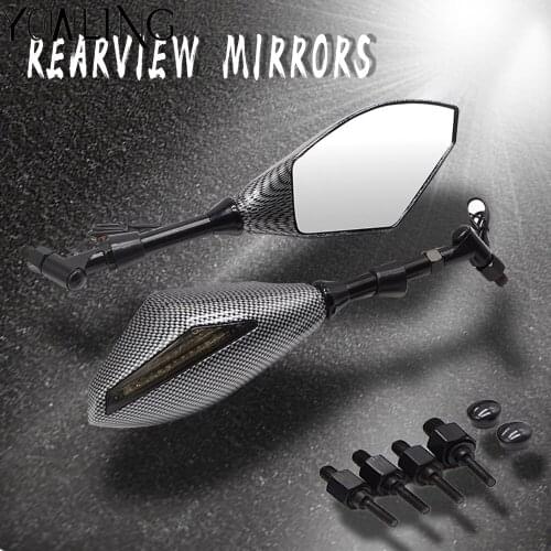 LED Turn Lights Side Mirrors Turn Signal Indicator Rearview Mirror For MV Agusta Brutale Kawasaki Ninja 250R 650R Hyosung GT650R